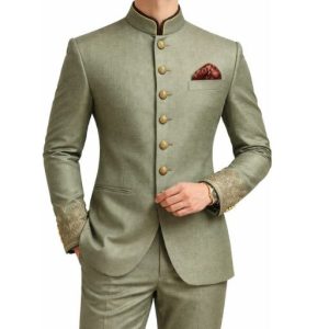 Classic Olive Green Jodhpuri Suit